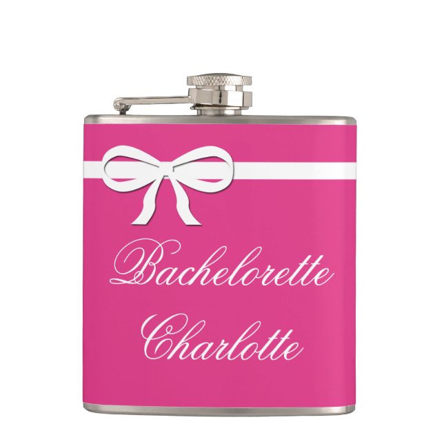 Flask Bachelorette Geschenk rosa Hochzeit Personal Flachmann (Vorderseite)