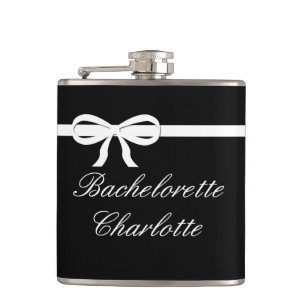 Flask Bachelorette Geschenk schwarz Hochzeit Perso Flachmann