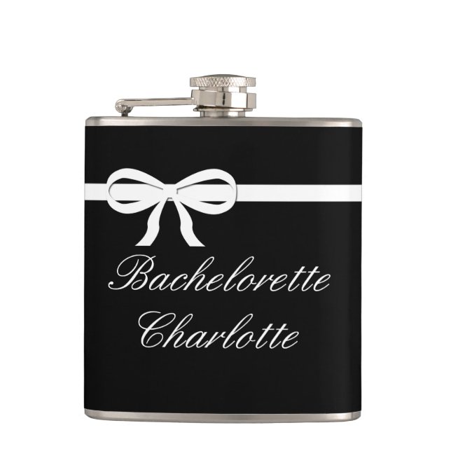 Flask Bachelorette Geschenk Schwarze Hochzeit Pers Flachmann (Vorderseite)