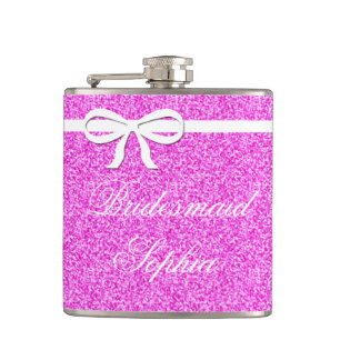Flask Bridesmaid Geschenk Glitzer rosa Personalisi Flachmann