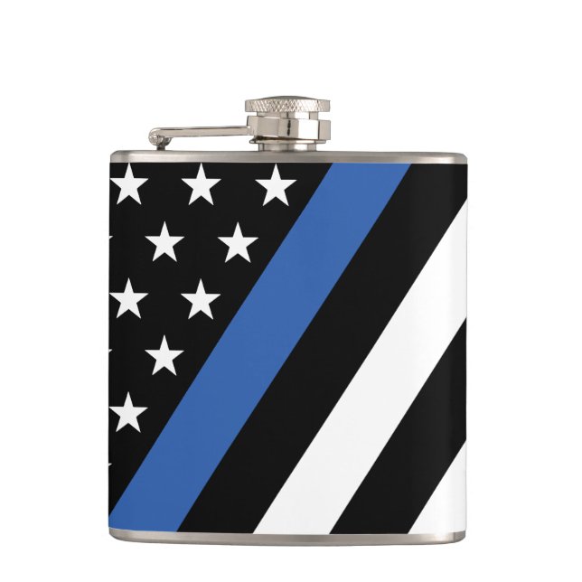 Flask mit der blauen Linie Flachmann (Vorderseite)