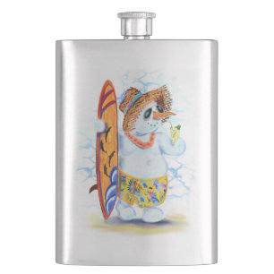 Flask with Summer Snowman Drinks Cocktail  Flachmann