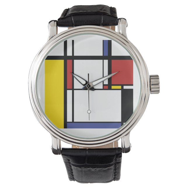 Flasken Geschenk - Piet Mondrian Armbanduhr (Vorderseite)