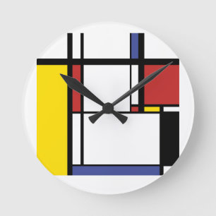 Flasken Geschenk - Piet Mondrian Runde Wanduhr
