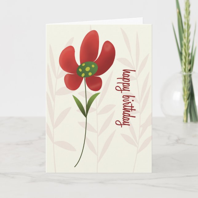 Flat Art Solo Flower Birthday Card Karte (Vorderseite)