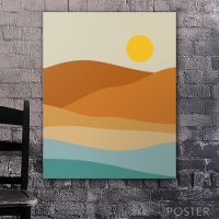 Flat Boho Abstrakte Landschaft Sonnenuntergang und