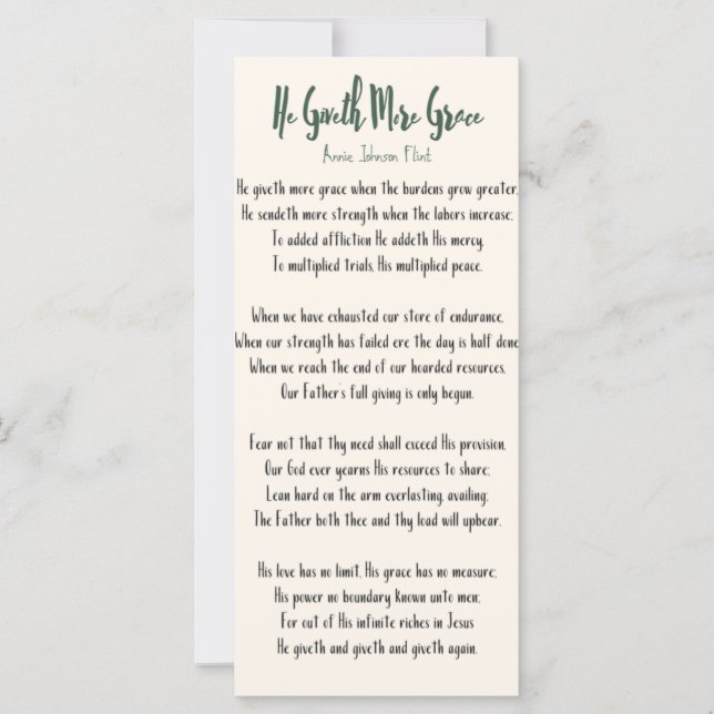 Flat Card Annie Johnson Flint Er gibt mehr Grace (Vorderseite)