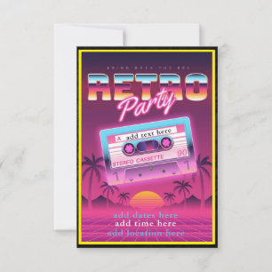 Flat Card der Retro-Party Einladung der 80er Jahre