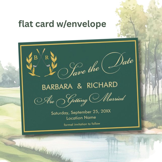 FLAT CARD Golf-Monogramm Hochzeit Save the Date (Von Creator hochgeladen)