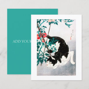 FLAT CARD : JAPANISCHER HOLZSCHNITT : Katze mit To