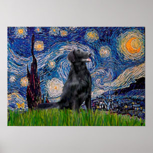 Flat Coated Retriever 1 - Sternennacht Poster