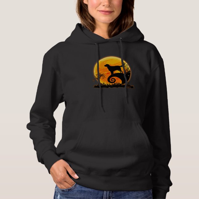 Flat Coated Retriever Dog And Moon  Dog Halloween Hoodie (Vorderseite)