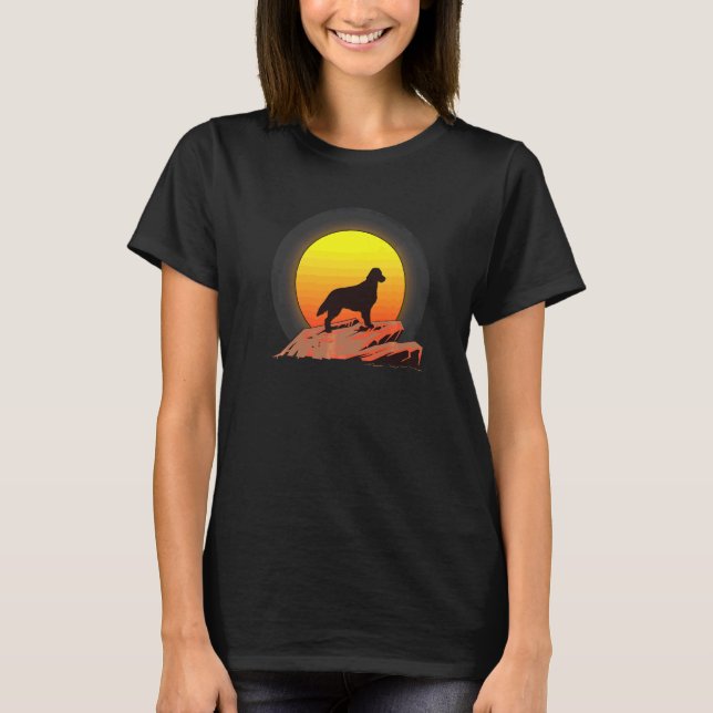 Flat Coated Retriever Dose Sunrise T-Shirt (Vorderseite)