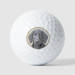 Flat-Coated Retriever-Gemälde - Original-Hundekuns Golfball