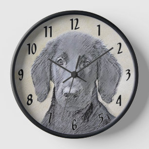 Flat-Coated Retriever-Gemälde - Original-Hundekuns Uhr