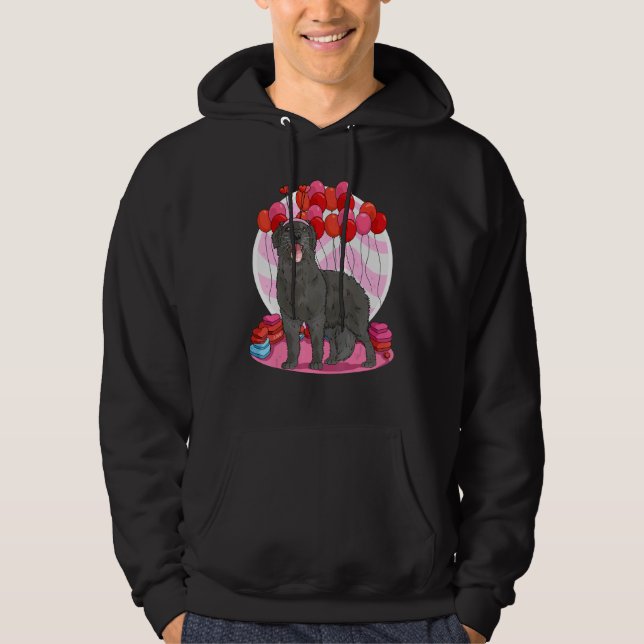Flat Coated Retriever Heart Valentine Day Hund Hoodie (Vorderseite)