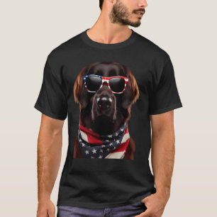 Flat-Coated Retriever Hund 4. Juli Amerikanischer T-Shirt