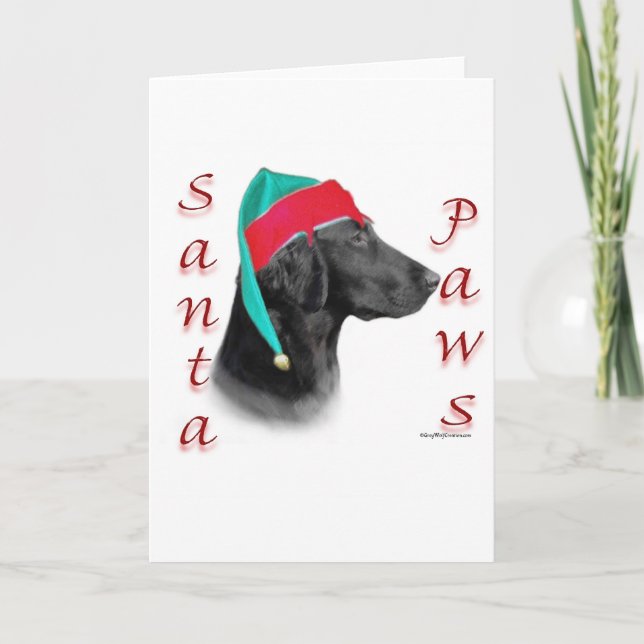 Flat Coated Retriever Santa Paws Feiertagskarte (Vorderseite)