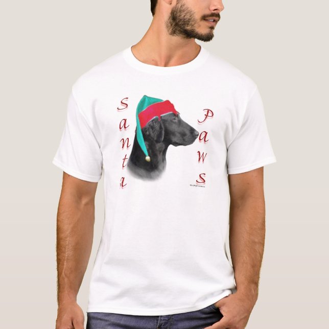 Flat Coated Retriever Santa Paws T-Shirt (Vorderseite)