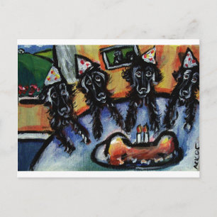 Flat Coated Retriever Sommer Geburtstagsparty Postkarte