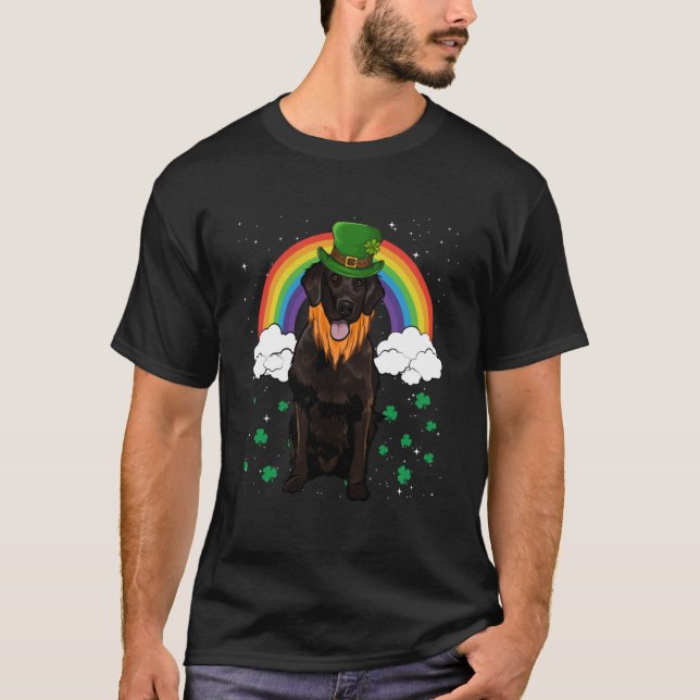 Flat Coated Retriever St Patricks Day Leprechaun T-Shirt (Vorderseite)