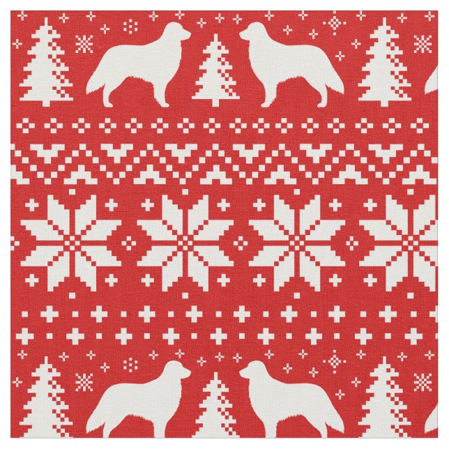 Flat Coating Retriever Silhouetten Weihnachten Wei Stoff (Nahaufnahme)