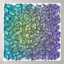 Flat Color Cubist Seamless Fabric and Paper Art