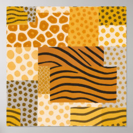 Flat Color Safari Print Composite Tapestry Poster