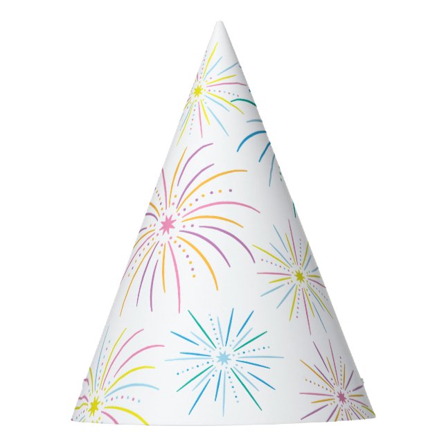 Flat Colorful New Year Celebration Pattern - White Partyhütchen (Vorderseite)