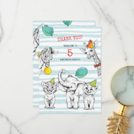 Flat Dankeschön Card 5-Jubiläum Party Dankeskarte