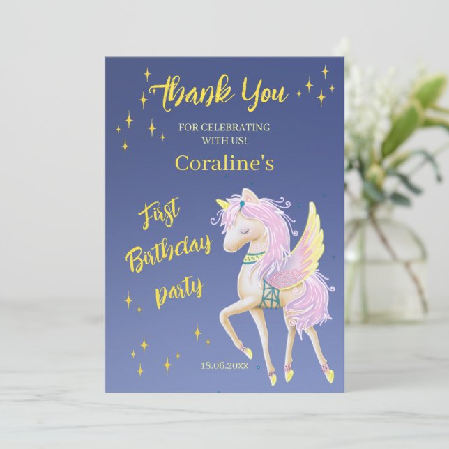 Flat Dankeschön-Karte für deinen ersten Geburtstag Dankeskarte (Stehend Vorderseite)