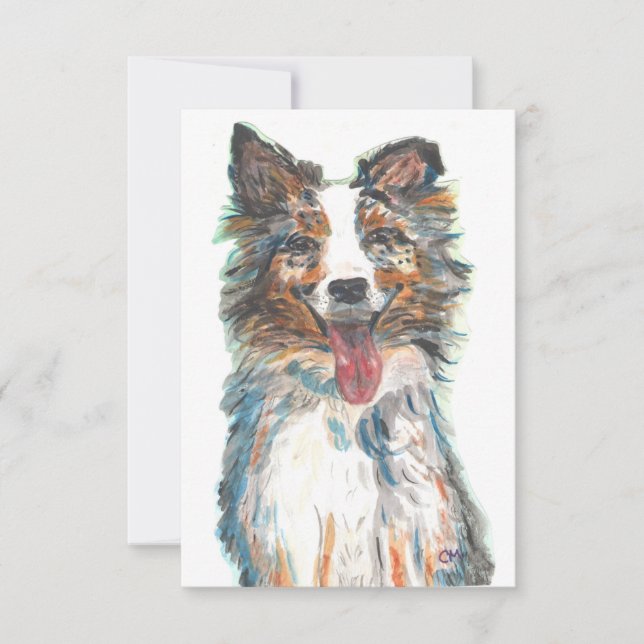 Flat Dankeschön Karte - Hund - Australian Shepherd (Vorderseite)