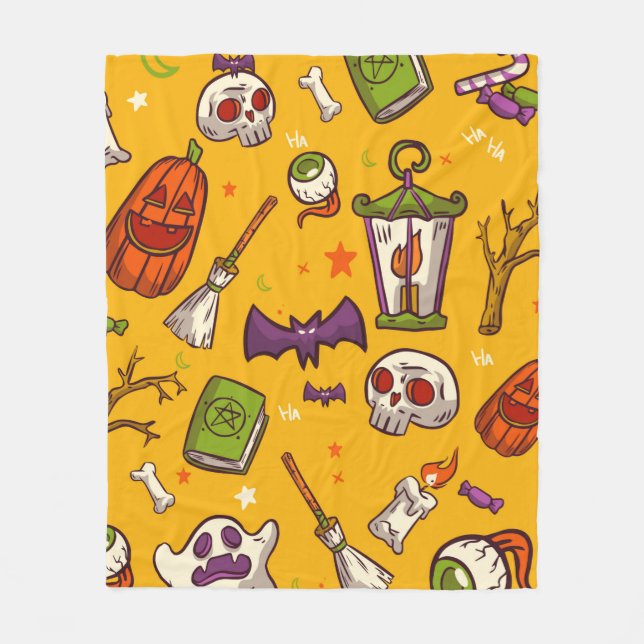 Flat Design Muster Halloween Thema Hintergrund Fleecedecke (Vorderseite)