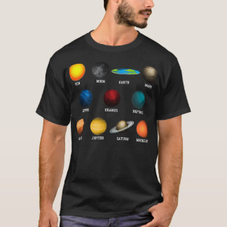 Flat Earth and Planets Funny Flat Earls T-Shirt