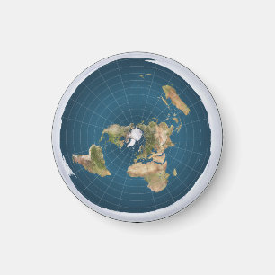 Flat Earth Azimuthal AE Map Round Kühlschrankmagne Magnet