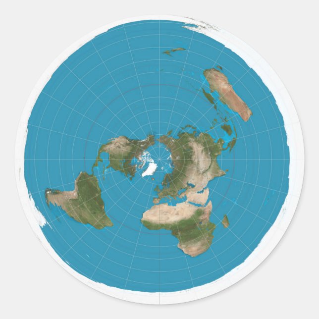 Flat Earth Azimuthal Equidistant AE Map Stickers (Vorderseite)