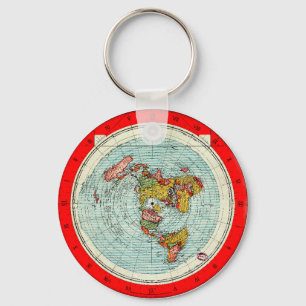 Flat Earth Azimuthal Projection Map Keychain Schlüsselanhänger