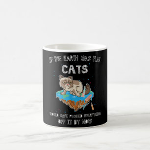 Flat Earth Cat Funny Kitten Universe Space Sci-Fi Kaffeetasse