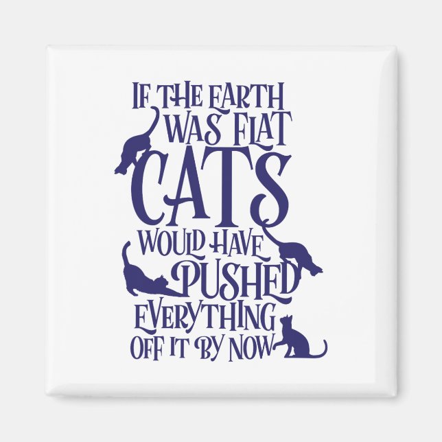 Flat Earth Cat Theory Graphic Funny Earth Day Magnet (Vorne)