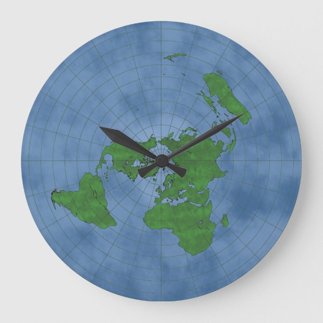 Flat Earth Clock Große Wanduhr (Vorderseite)