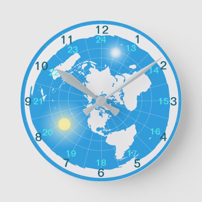 Flat Earth Clock Runde Wanduhr (Vorderseite)