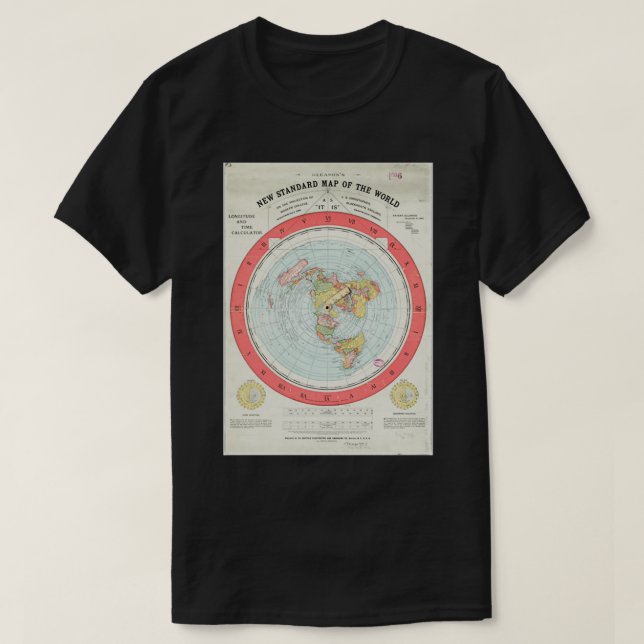 Flat Earth Gleasonampx27s Karte T-Shirt (Design vorne)