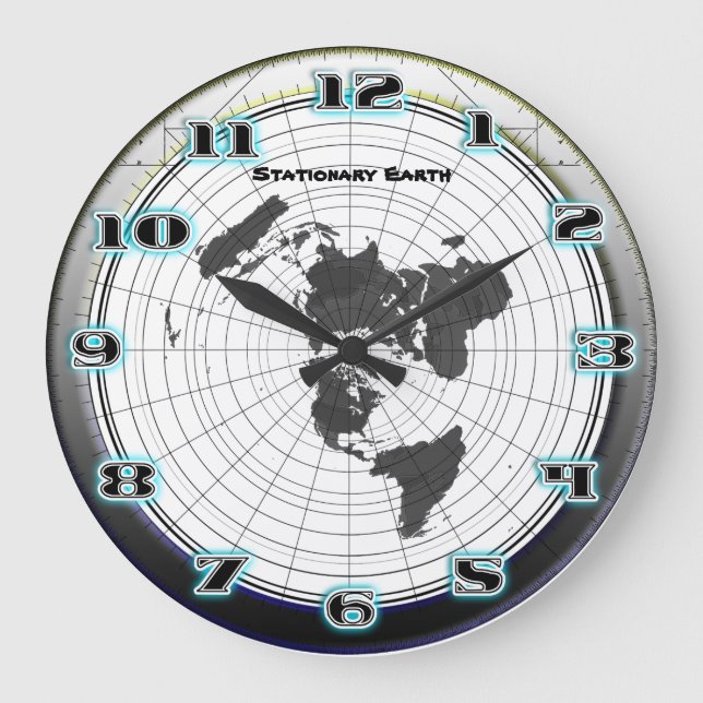 Flat Earth Gleasons Stationary Map of the World Große Wanduhr (Vorderseite)