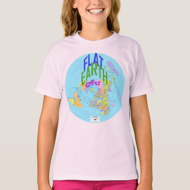 Flat-Earth-Karte mit gekennzeichneten Nationen T-Shirt (Vorderseite)