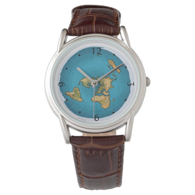 Flat Earth Map Armbanduhr (Vorderseite)