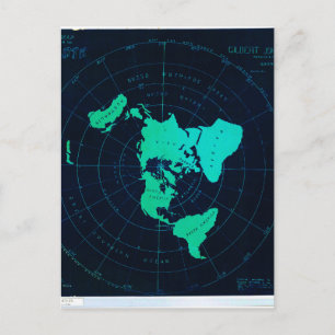 Flat Earth Map (Azimuthal äquidistant-Projektion) Postkarte