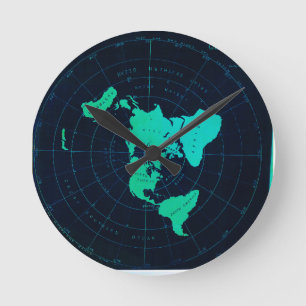 Flat Earth Map (Azimuthal äquidistant-Projektion) Runde Wanduhr