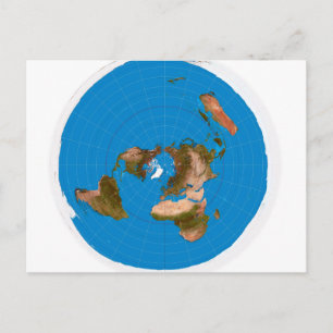 Flat Earth Map - Azimuthal Äquivalente Projektion Postkarte