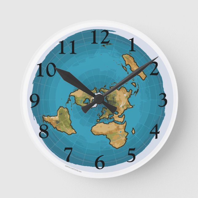 Flat Earth Map Runde Wanduhr (Vorderseite)