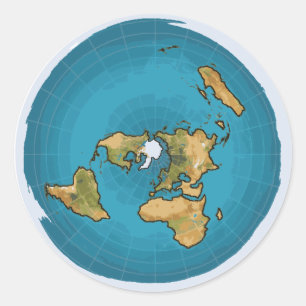 Flat Earth Map Runder Aufkleber